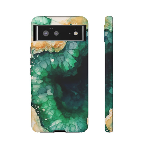 Green Geode in Watercolor - Impact Resistant Phone Case Google Pixel 6 Matte